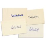 Lot of Four Cards Signed by Baseball Hall of Famer Carl Hubbell -- Cards Each Measure 5'' x 3'' --