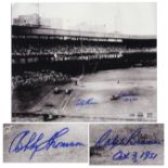 Bobby Thomson and Ralph Branca Signed 20'' x 16.5'' Photo of the Famed ''Shot Heard Round the