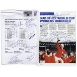 World Cup Program Signed by 18 Former Members of the English National Football Club England vs.