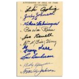 Signatures by 10 Hall of Fame Infielders -- Appling, Gehringer, Reese, Johnson, Etc. Ten Hall of