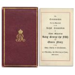 King George V and Queen Mary coronation program. Booklet provides an itinerary for the royal