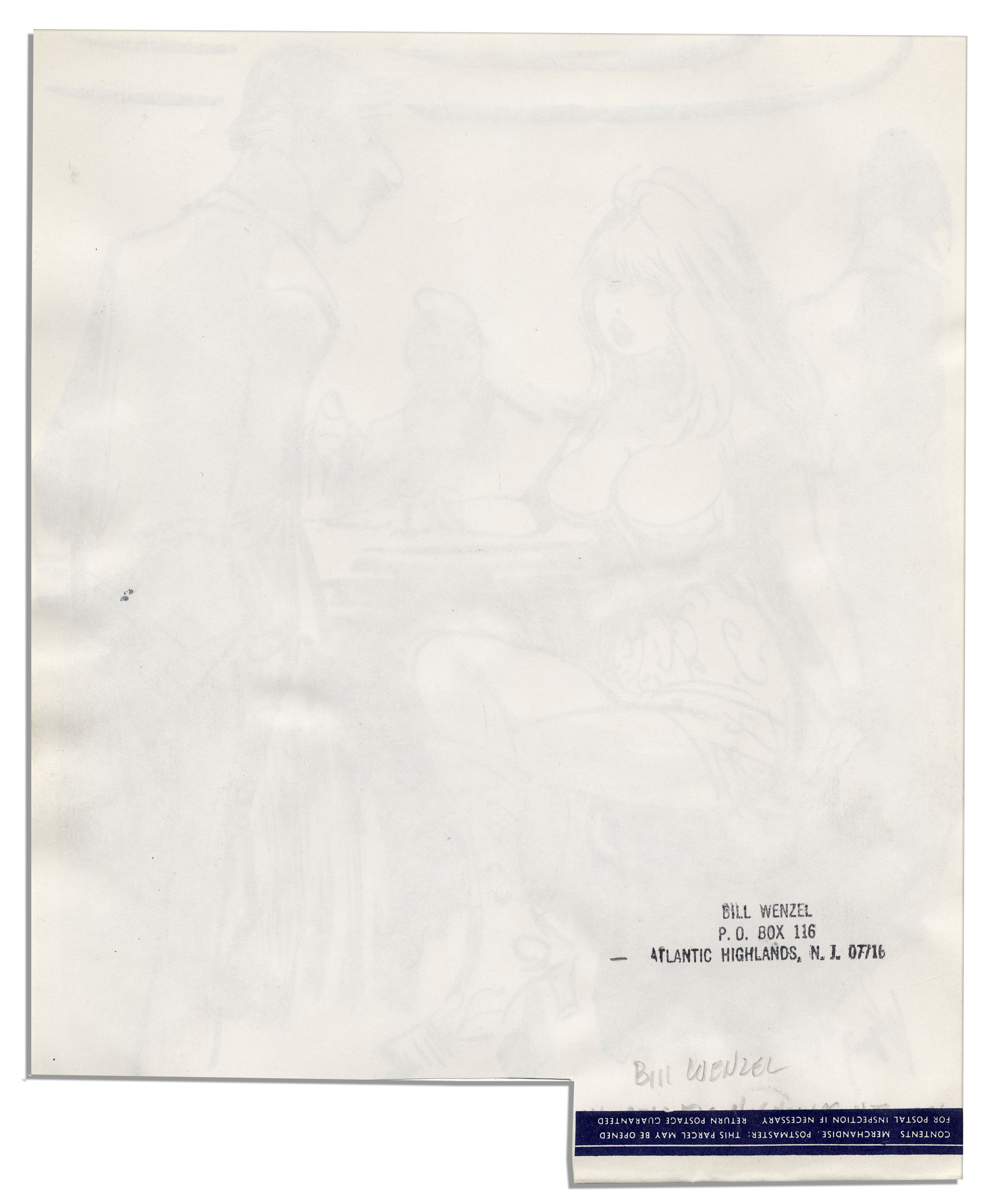 Rare signed comic drawing by ''Good Girl Art'' illustrator Bill Wenzel. Single-panel comic depicts a - Image 3 of 3