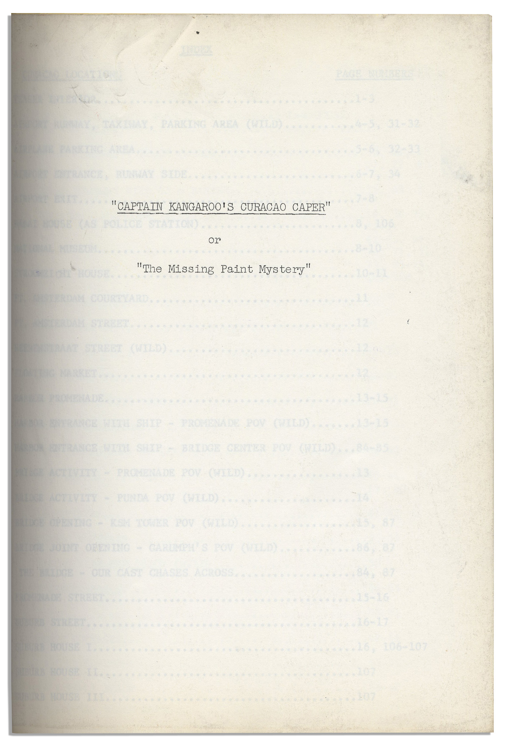 Bob Keeshan's own script for the special, ''Captain Kangaroo's Curacao Caper'' or ''The Missing - Image 4 of 5