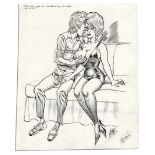 Rare signed comic illustration by Bill Ward, the artist behind cartoon siren Torchy. Single-