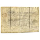 Military document signed by King George IV in 1815, while he served as Prince Regent in service of