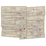 Lot of 10 checks signed by oil billionaire J. Paul Getty. Each check is made out in type, dated 1942