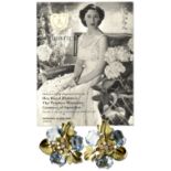 Gorgeous diamond and aquamarine studded 18K gold earclips owned and worn by Princess Margaret,
