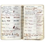 Sammy Davis Jr.'s personal address book from the 1980's, with most of the entries penned by his