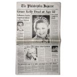 Philadelphia newspaper reporting the death of native Grace Kelly, Princess of Monaco. Dated 15