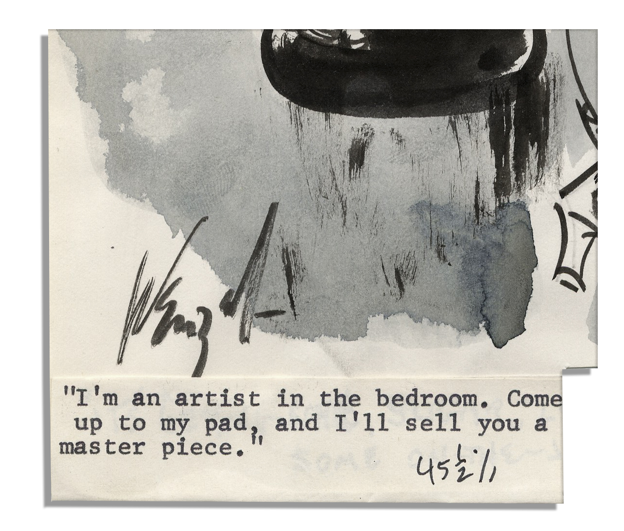 Rare signed comic drawing by ''Good Girl Art'' illustrator Bill Wenzel. Single-panel comic depicts a - Image 2 of 3