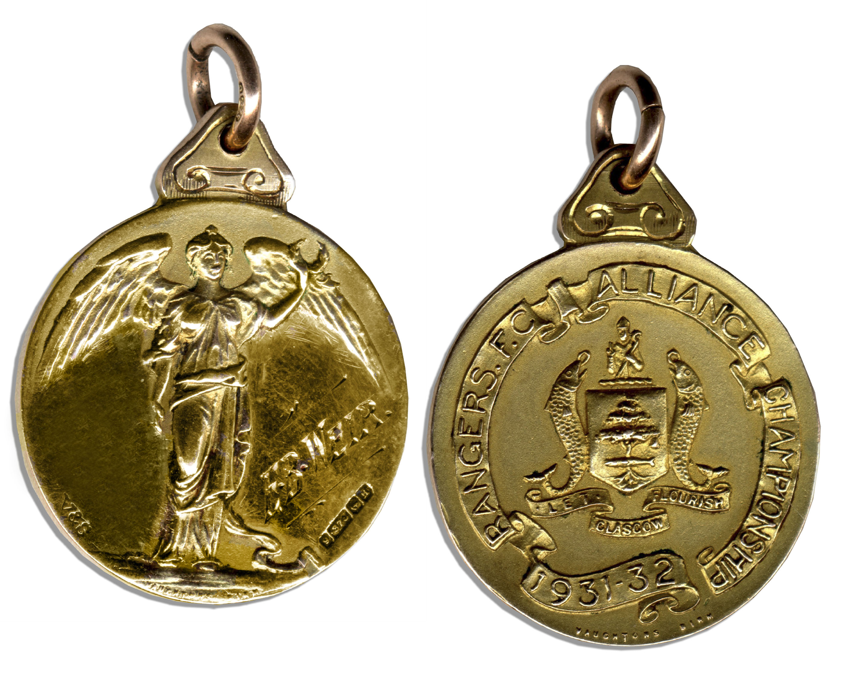 Scottish Football Alliance winner's gold medal for the Reserve League's Rangers, from the 1931-