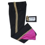 Mariachi costume pants from ''Captain Kangaroo''. Pair of black pants feature gold striping down the