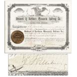 John S. Pillsbury stock certificate signed as President of the Brainerd & Northern Minnesota Railway