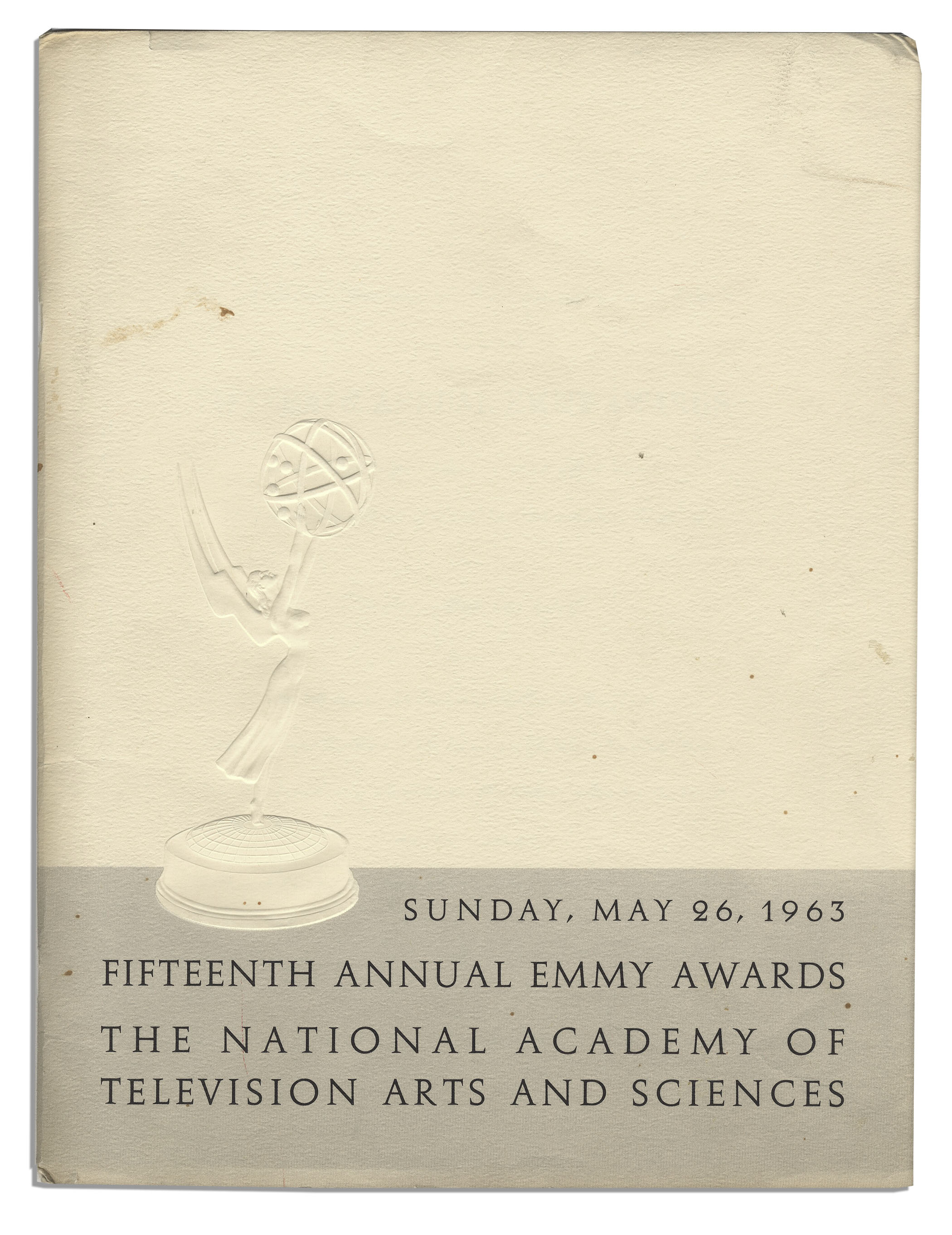 Emmy Awards program from the 15th annual ceremony in 1963. NATAS program cover features an - Image 3 of 3