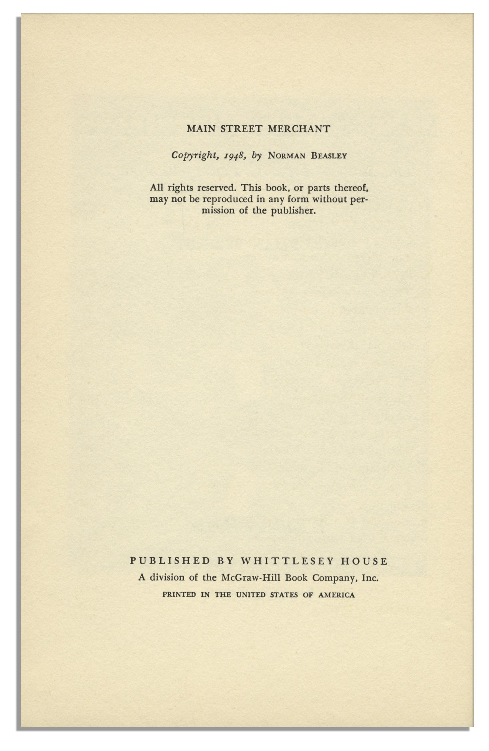 First edition of ''Main Street Merchant - The J.C. Penney Story'', signed by J.C. Penney in 1948. - Image 4 of 7