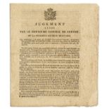 Original 1815 French circular issued by the Council of War announcing the death sentence of