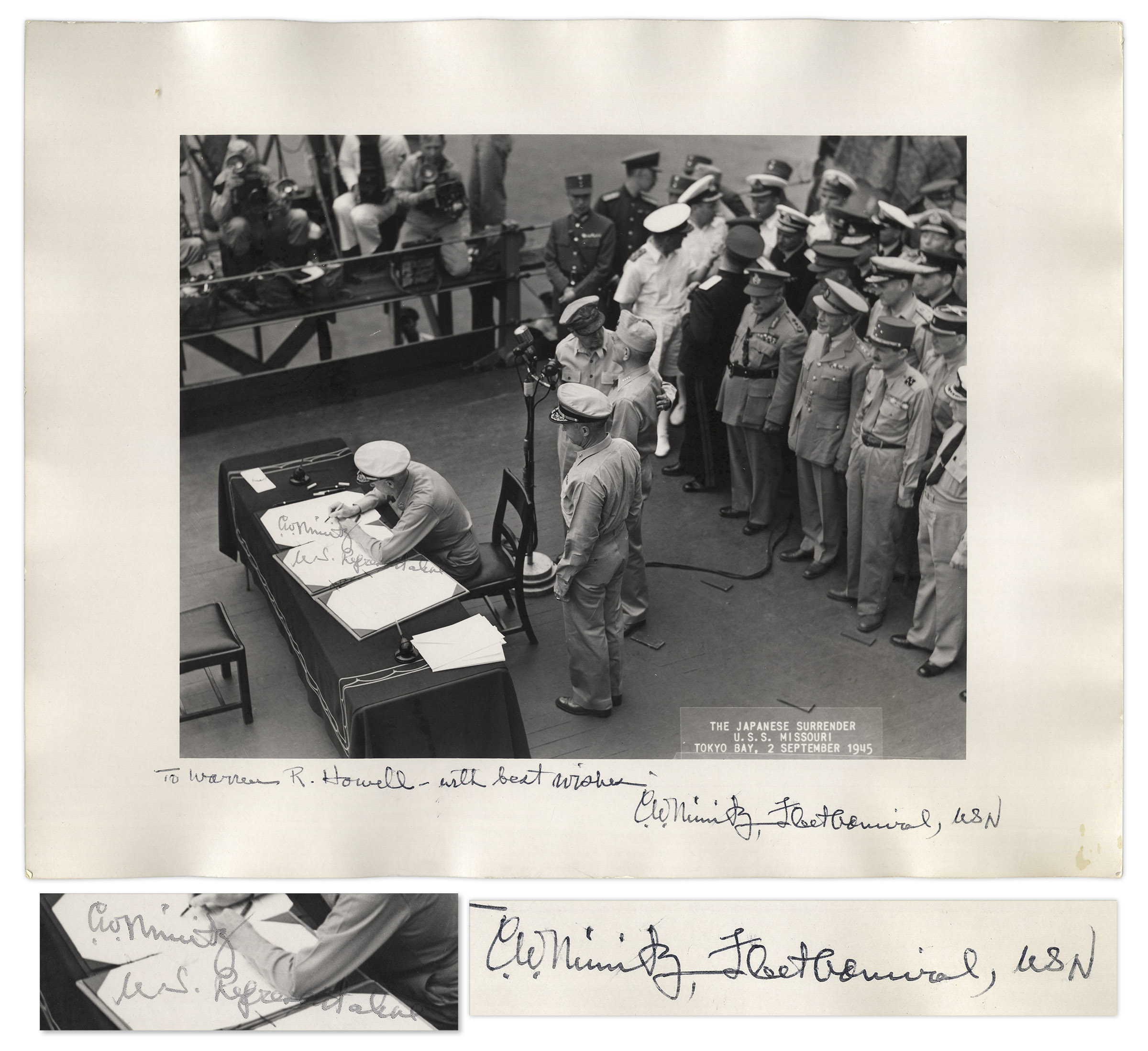 World War I & II WWII Admiral Chester Nimitz Twice-Signed 14'' x 11'' Photograph -- Depicting Nimitz