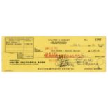 Disneyana Walt Disney Signed Check -- Signed ''Walter E. Disney'' in His Unique Style Check signed
