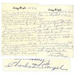 Baseball Memorabilia Casey Stengel Autograph Letter Signed -- ''â€¦in regards to trades & winter