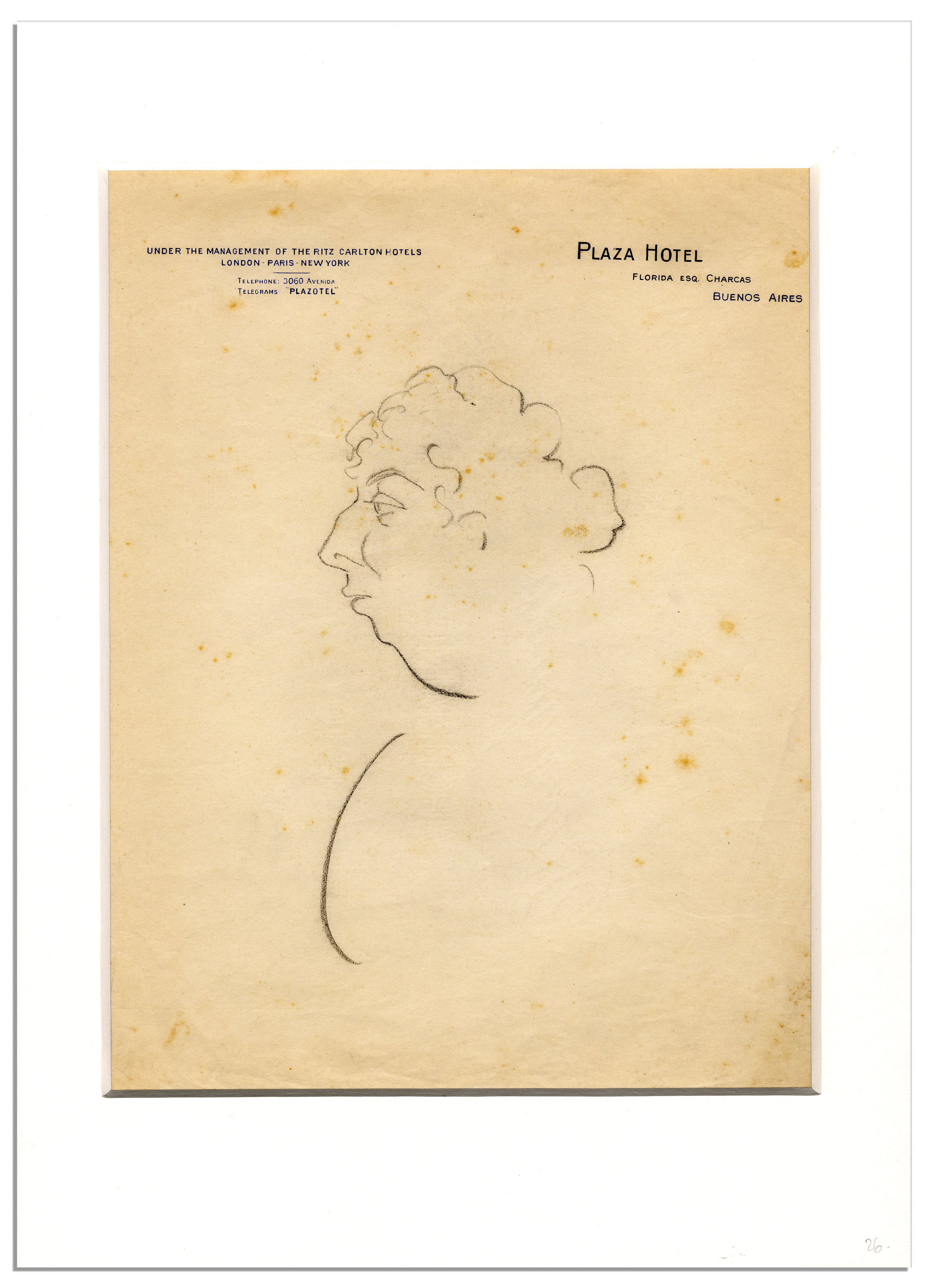 Classical, Country & Jazz Enrico Caruso Hand-Drawn Sketch, Circa 1917 While Performing in ''