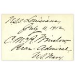 World War I & II Admiral Cameron Winslow Signature -- ''U.S.S. Louisiana, July 11, 1912. C.McR.