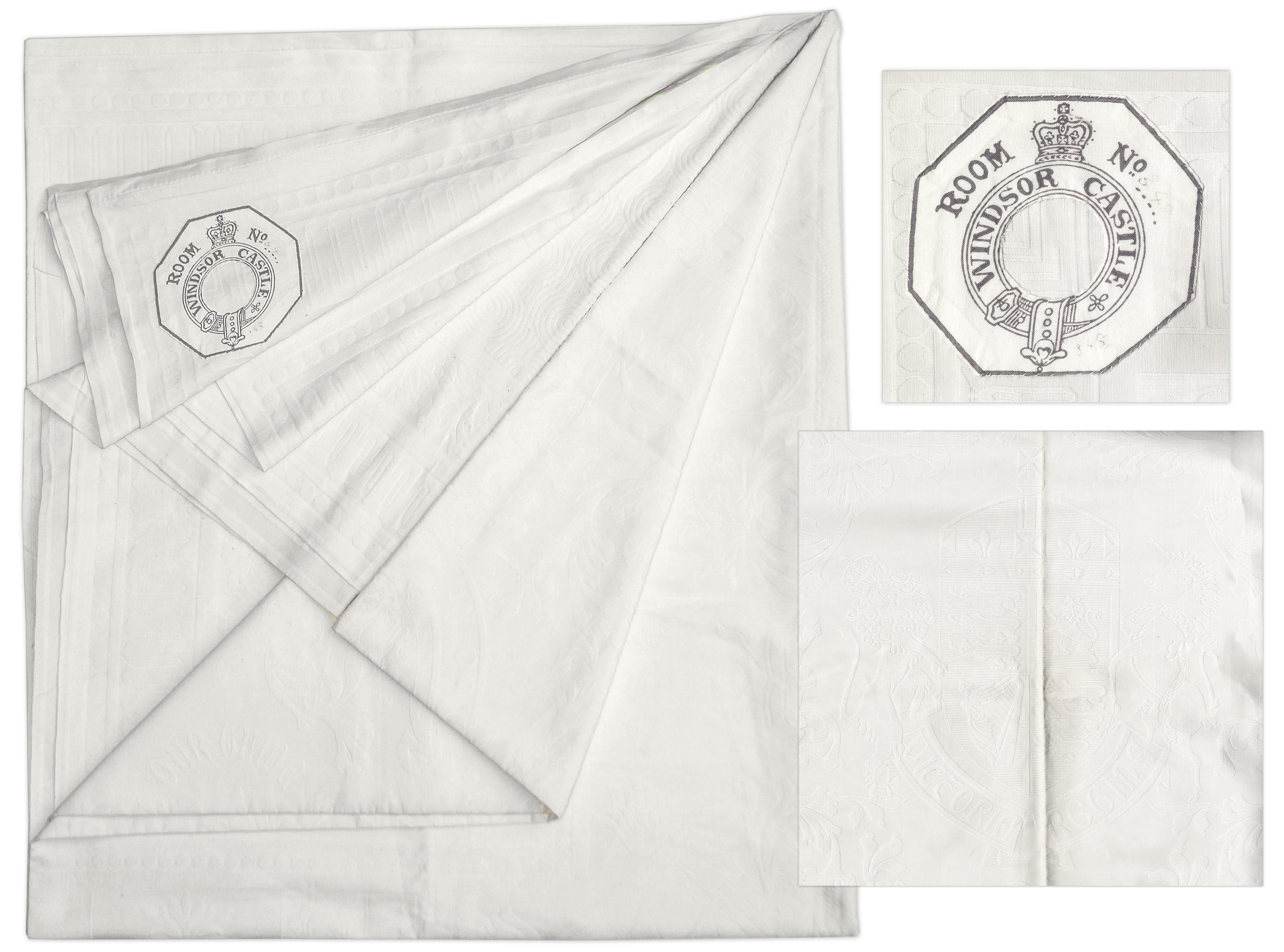 Royalty Windsor Castle Bedspread -- From Late Victorian Era Beautiful white linen bedspread, used on