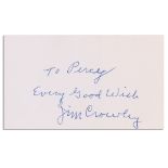 Football Memorabilia Notre Dame ''Four Horseman'' Halfback Jim Crowley Signed 5'' x 3'' Card -- ''To