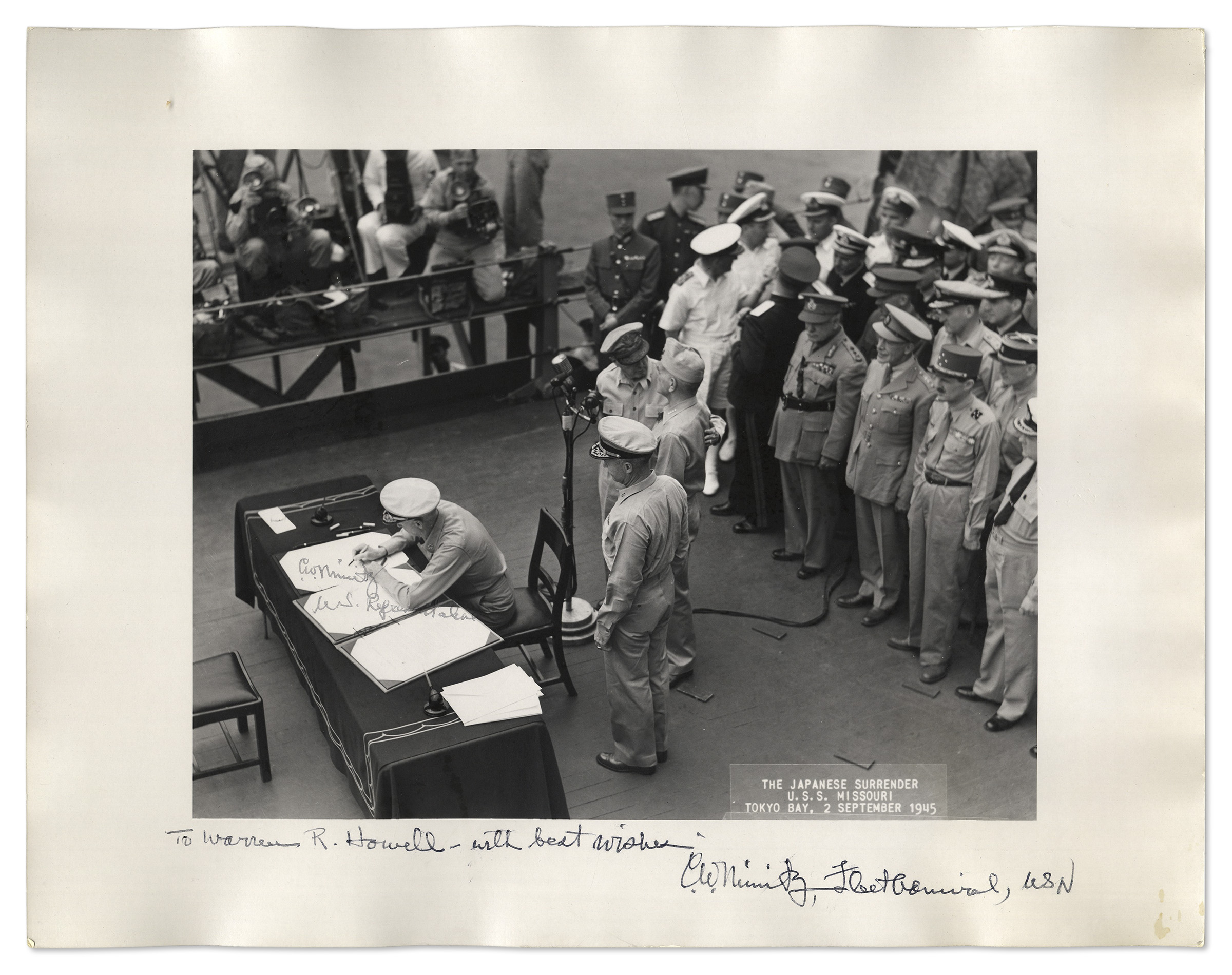 World War I & II WWII Admiral Chester Nimitz Twice-Signed 14'' x 11'' Photograph -- Depicting Nimitz - Image 3 of 3