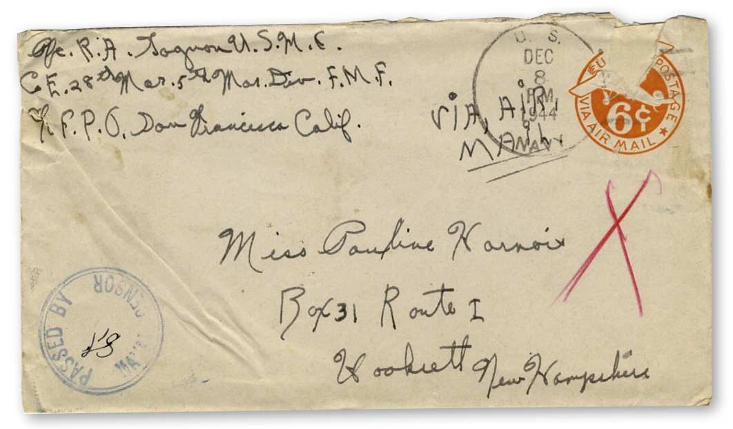 World War I & II Rene Gagnon Autograph Letter Signed 8-Times -- 2 Months Before Iwo Jima -- ''â€¦I'm - Image 2 of 9