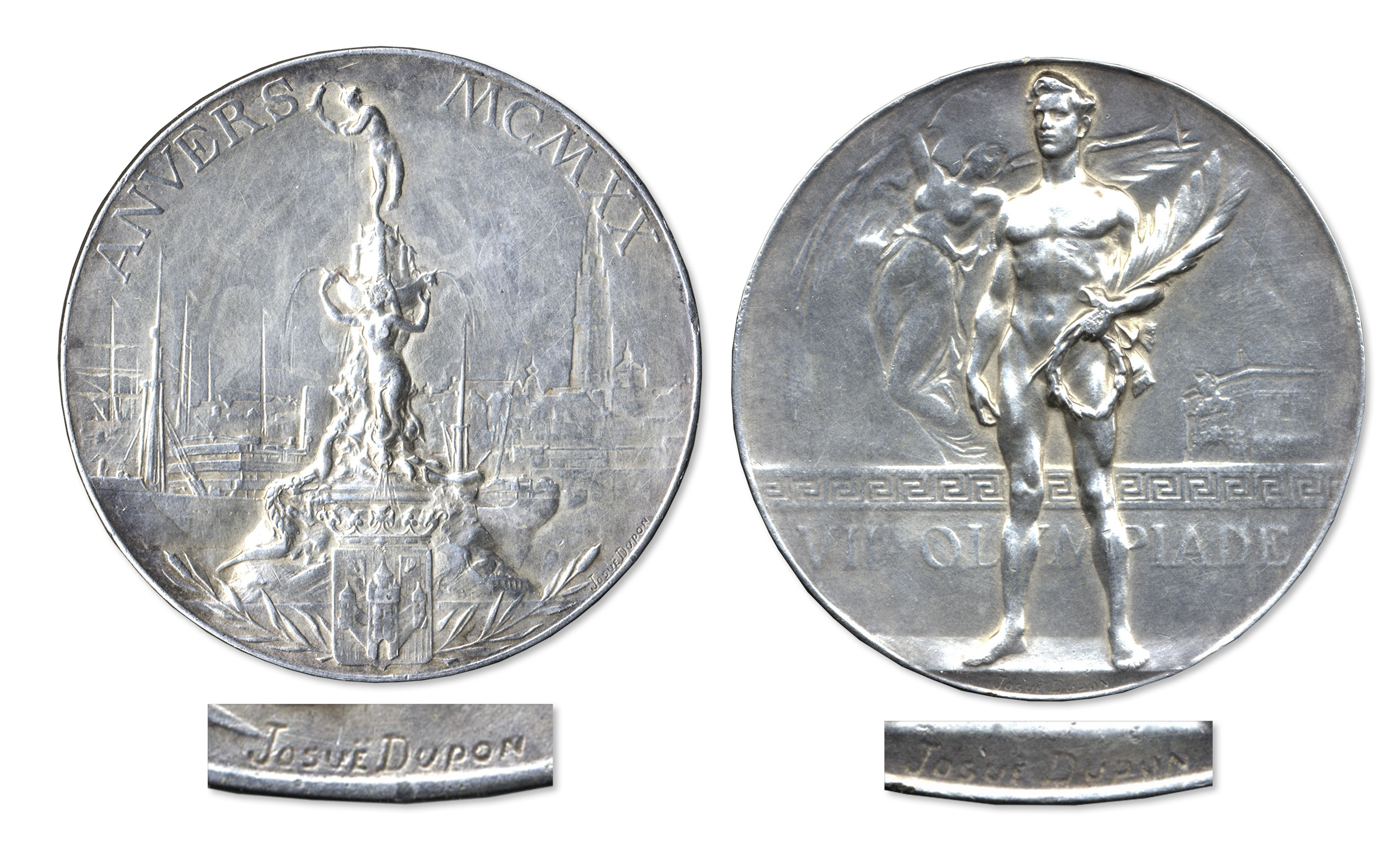 Olympics Memorabilia Silver Olympic Medal From the 1920 Summer Olympics, Held in Antwerp, Belgium