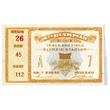 Olympics Memorabilia Ticket to Track & Field at the 1932 X Olympics in Los Angeles -- Measures 4.5''