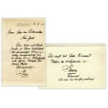 World War I & II Admiral Eduard von Knorr Handwritten Letter Twice-Signed -- Credited With