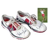 Golf Memorabilia Michelle Wie Autographed & Worn Golf Shoes -- Wie Signs Her Name to Each Shoe