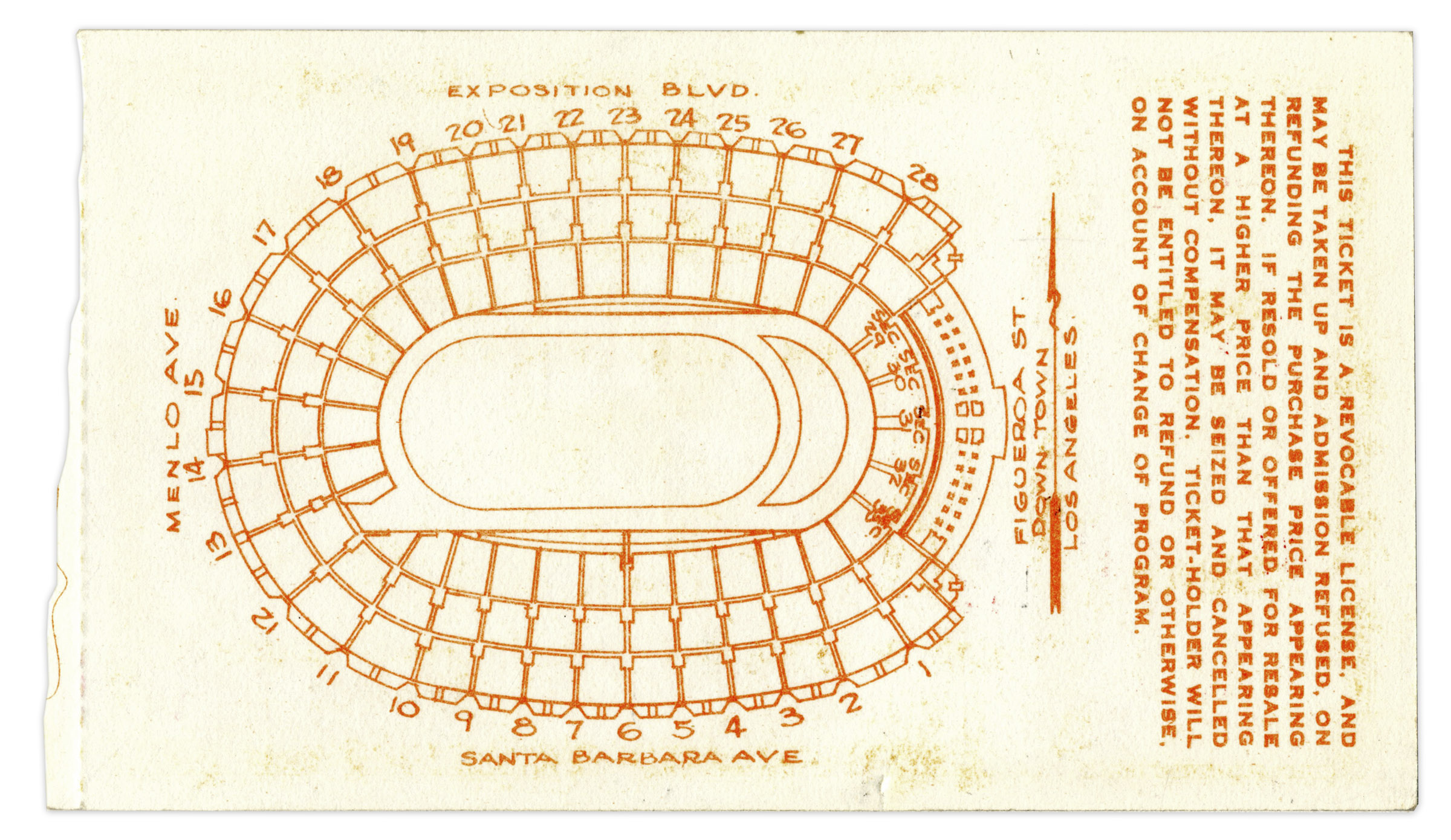 Olympics Memorabilia Ticket to Track & Field at the 1932 X Olympics in Los Angeles -- Measures 4.5'' - Image 2 of 2