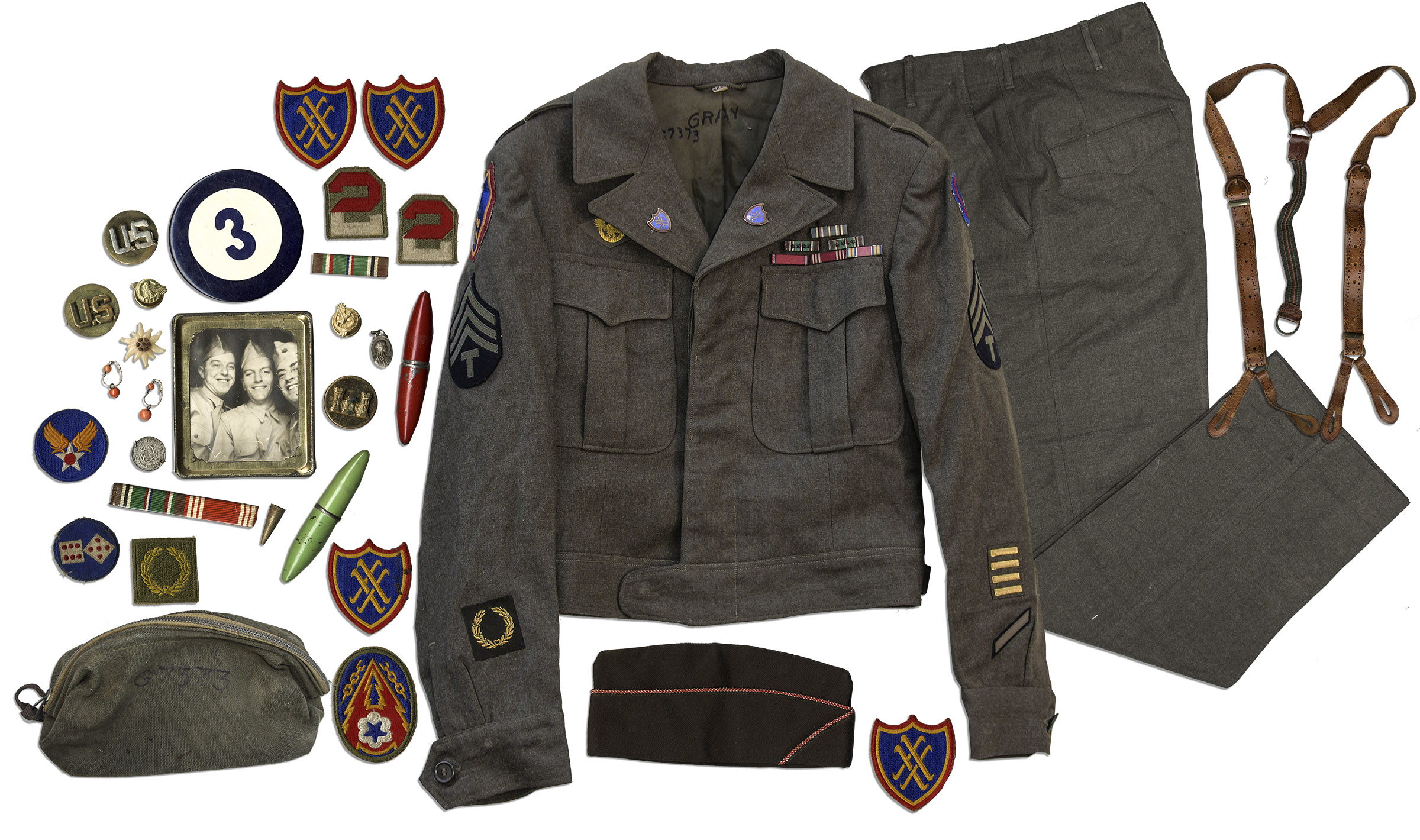 World War I & II Unique Collection of World War II Items Including a Full Uniform Worn by a Corporal