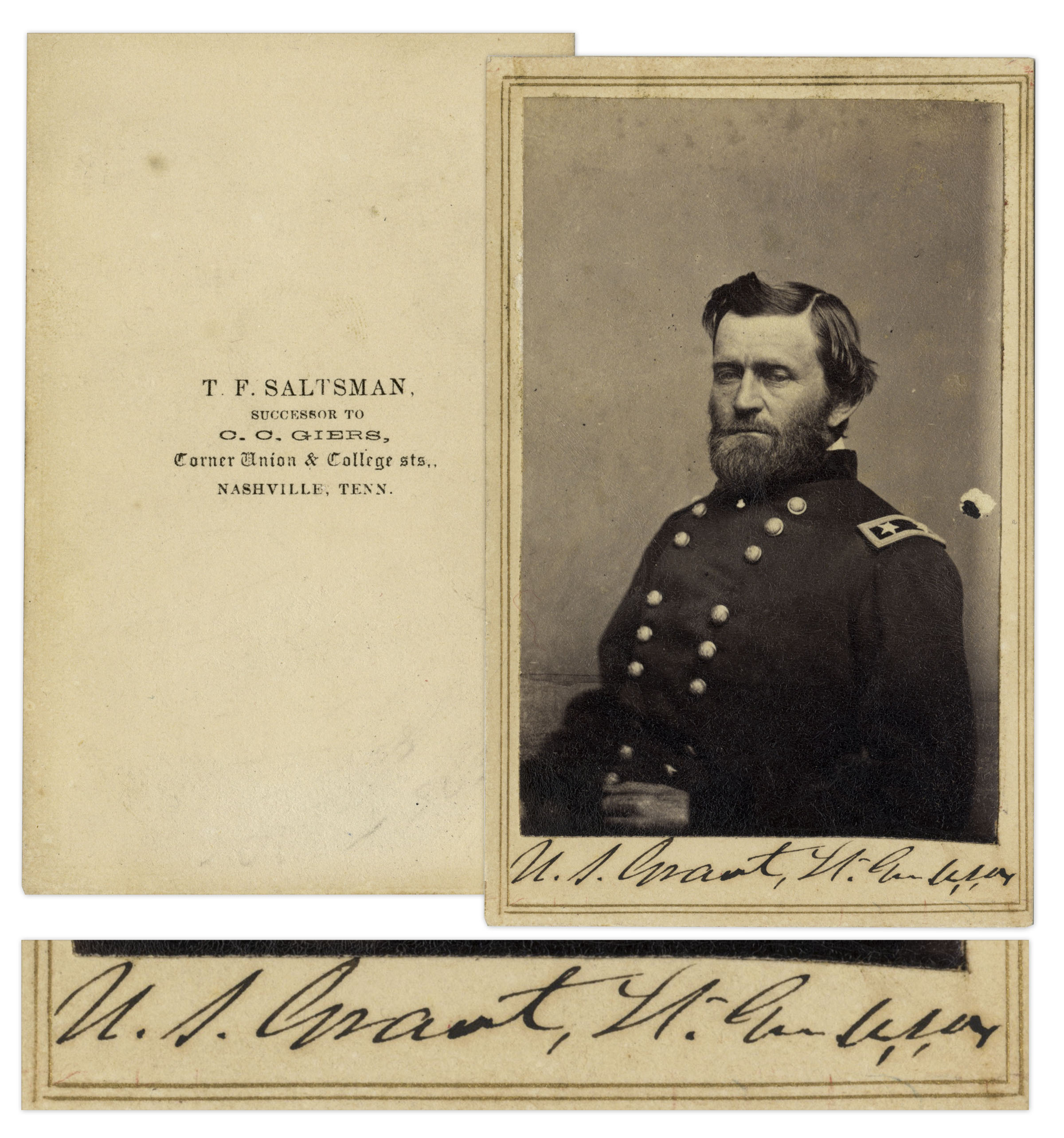 Ulysses S. Grant Signed CDV Signed as Lieutenant-General of the Union Army Rare CDV photograph