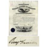 Benjamin Harrison Military Appointment Signed as President Military document signed by President