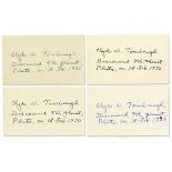 Discoverer of Planet Pluto, Clyde Tombaugh Collection of 4 Autographs -- ''...Discovered 9th