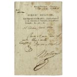 Simon Bolivar Document Signed as ''Supreme Chief of the Republic'' -- Large Signature Simon