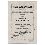 Legendary Vocalist Marian Anderson Program Signed Program signed ''Marian Anderson'' in black ink,