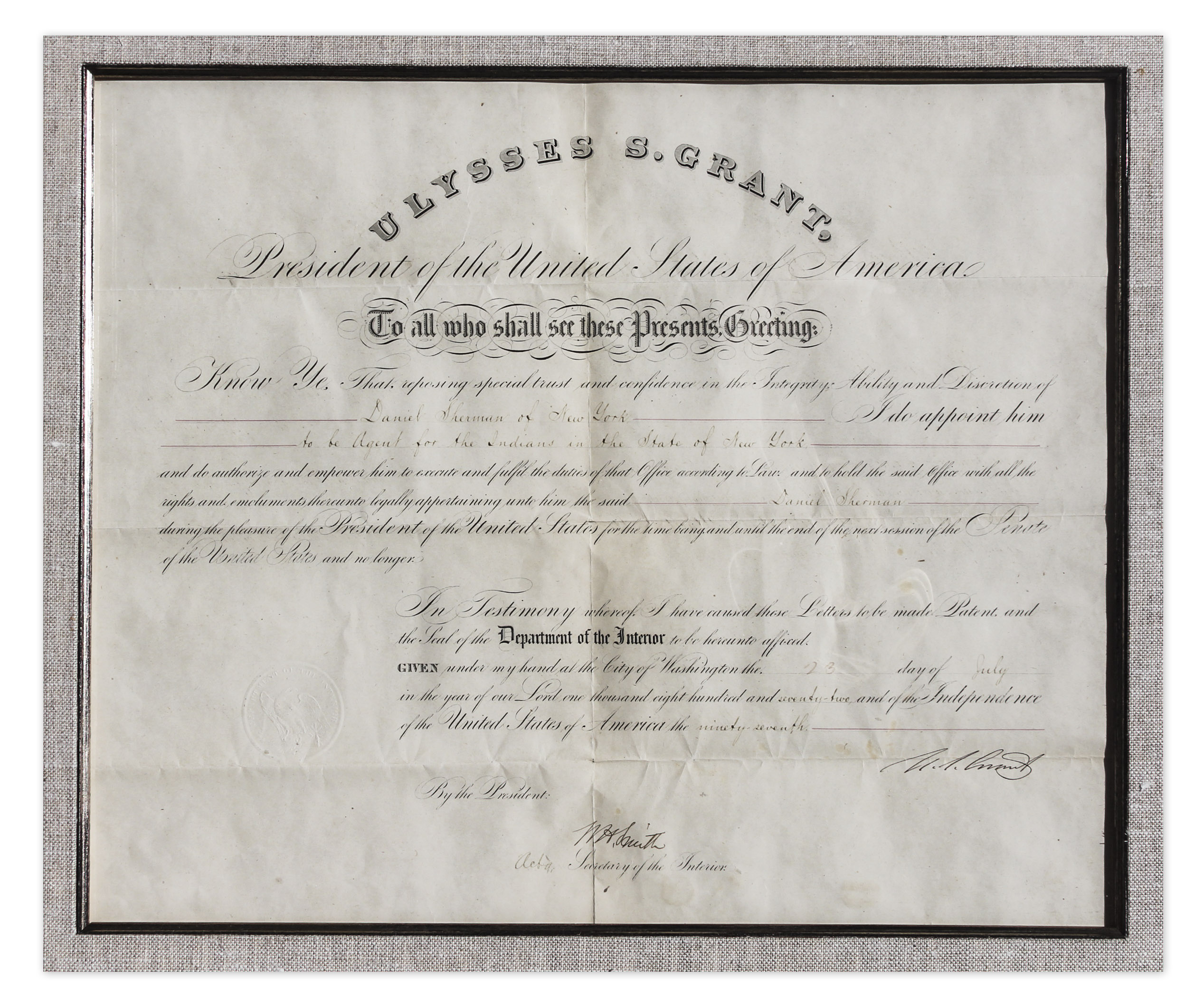 Ulysses S. Grant Document Signed as President Ulysses S. Grant document signed as President, - Image 3 of 6