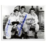 Joe DiMaggio and Ted Williams Signed 10'' x 8'' Photo -- Also Signed by Dom DiMaggio -- With PSA/DNA