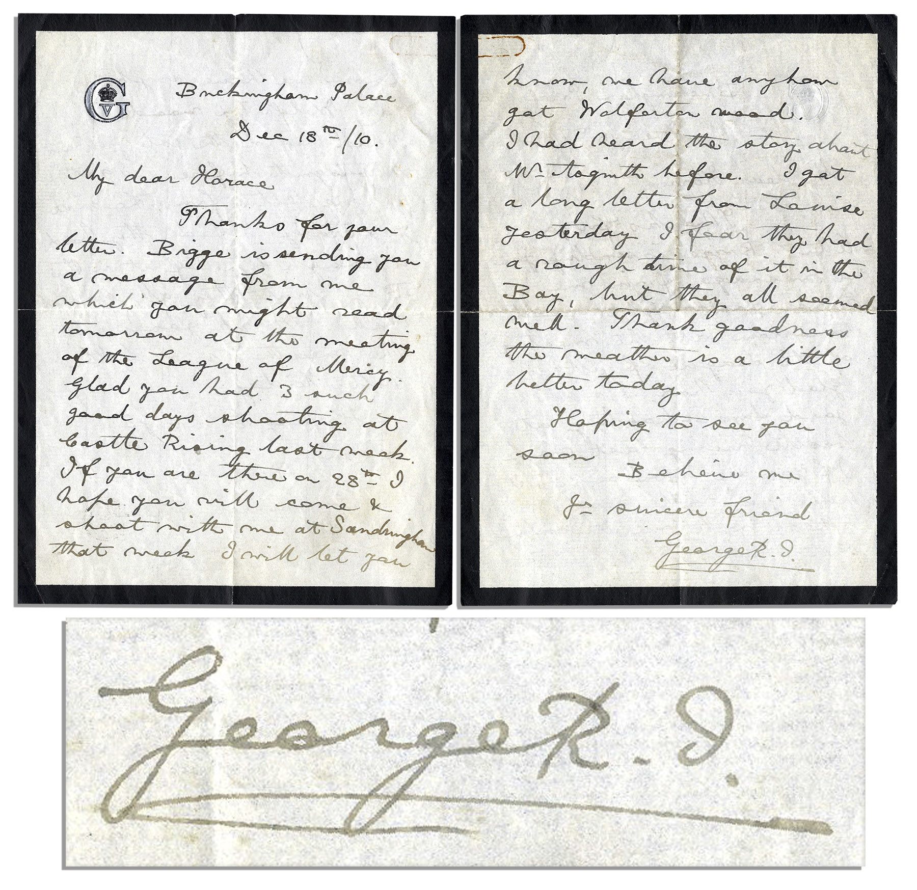 King George V Autograph Letter Signed From the First Year of His Reign King George V autograph