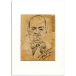 Opera Singer Enrico Caruso Hand-Drawn Caricature, Also Signed by Caruso World-famous Italian opera