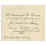 President Benjamin Harrison 1891 Dinner Invitation Addressed to New Hampshire Governor Person