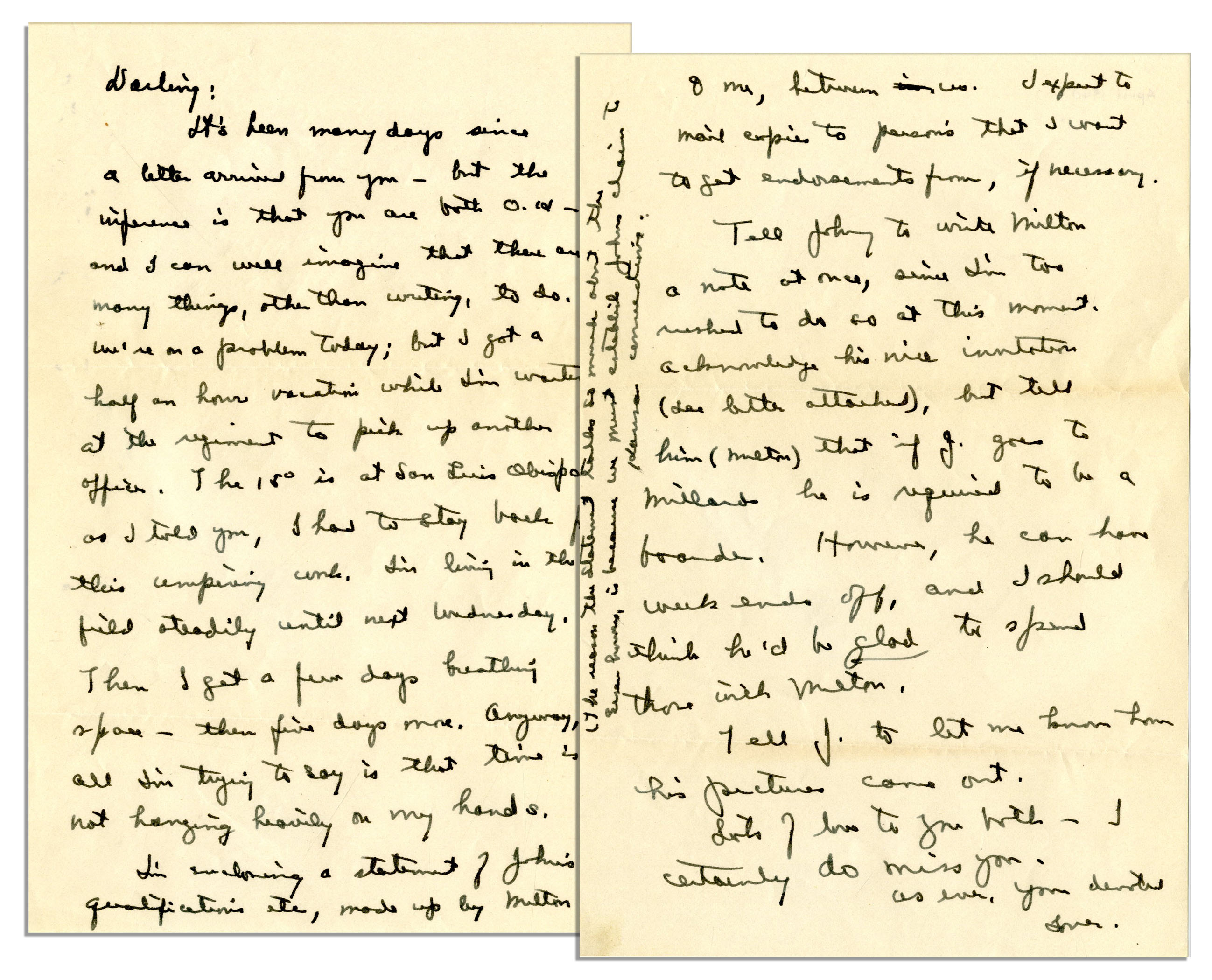 Eisenhower Autograph Letter Signed in 1940 Regarding His Son's Admission to West Point -- ''...I'm