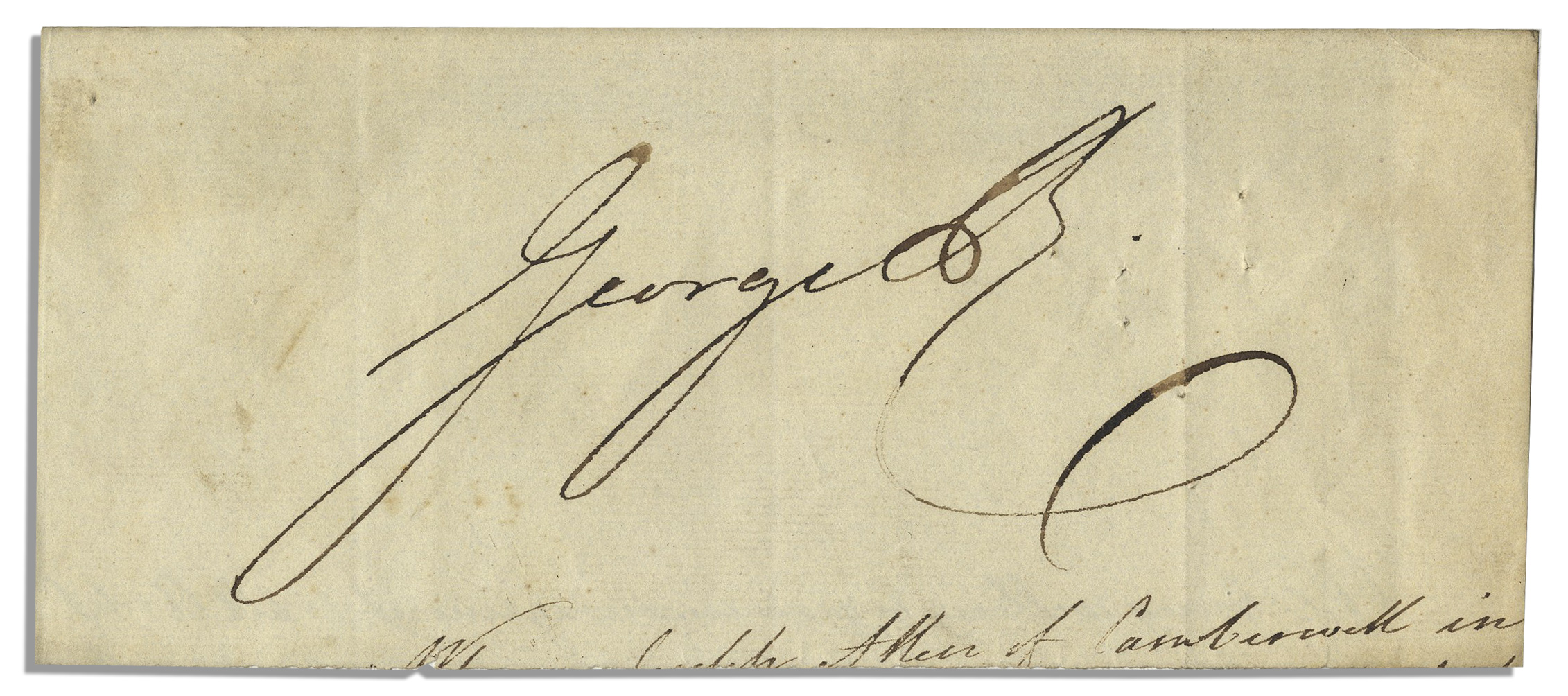 Very Large Signature of King George IV of Hanover George IV signature as King. Slip, clipped from