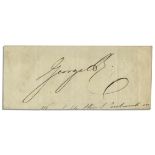 Very Large Signature of King George IV of Hanover George IV signature as King. Slip, clipped from