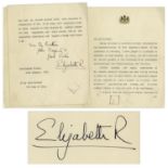 Queen Elizabeth II Typed Letter Signed -- Sent to King Faisal II of Iraq on 24 January