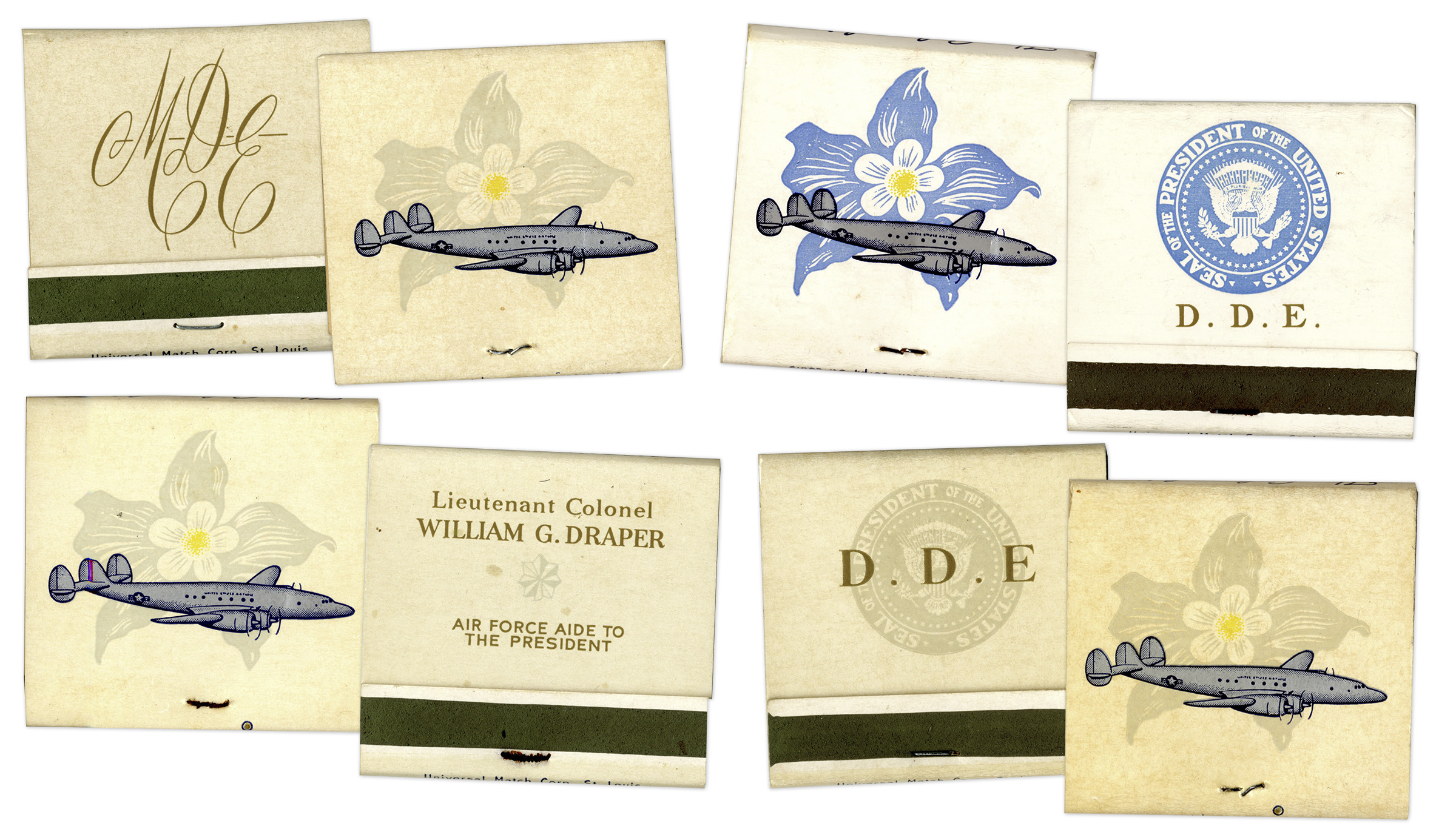 President Dwight D. Eisenhower Matchbooks Flown Aboard His Presidential Airplane Four fully intact